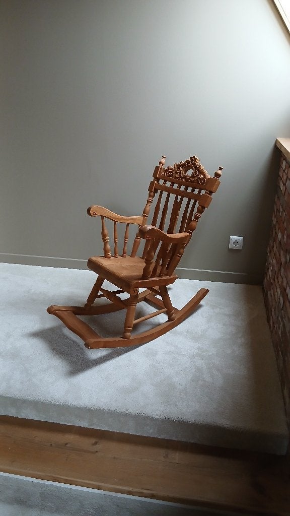 Te koop teak schommelstoel, Huis en Inrichting, Ophalen, Gebruikt, Bruin, Landelijk