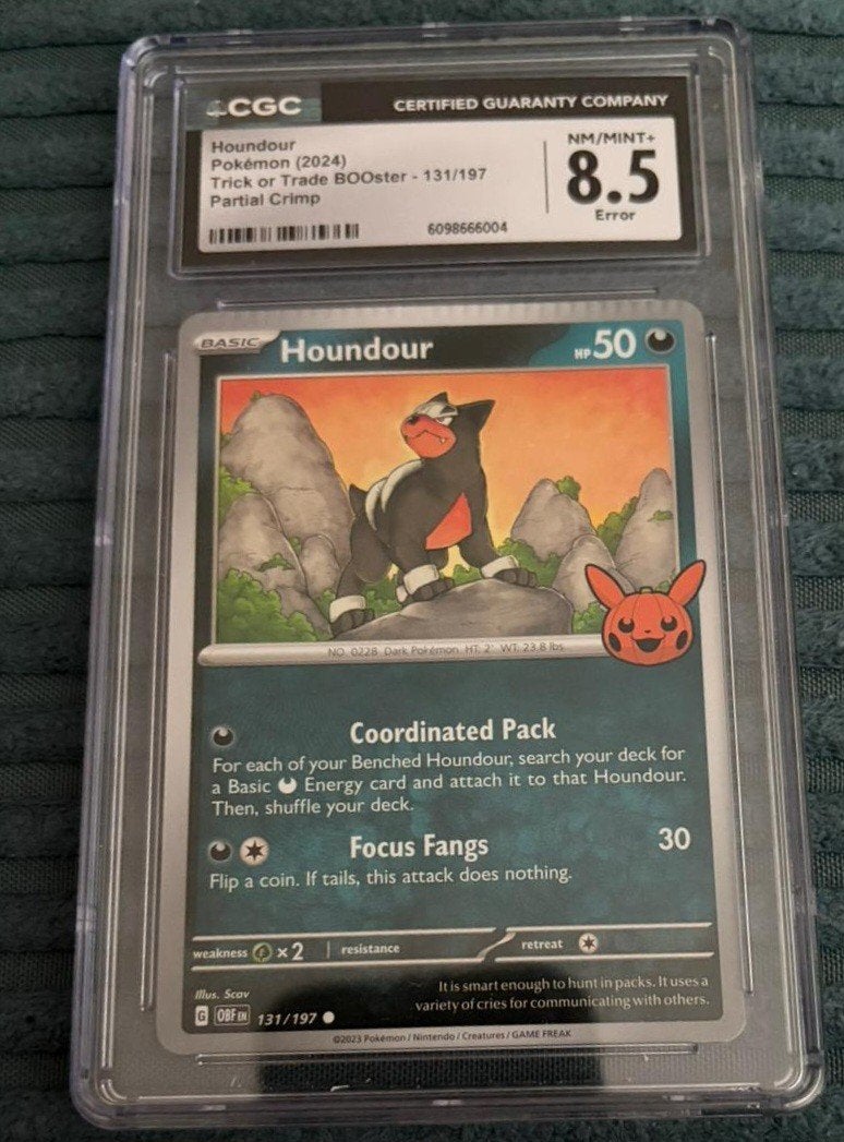 Houndour Pokémon Kaart (2024) - Partial Crimp Error CGC 8.5, Ophalen