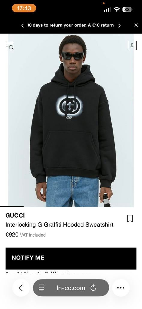 Gucci Interlocking G Graffiti Hooded Sweatshirt - Nieuw, Kleding | Heren, Truien en Vesten, Ophalen of Verzenden, Nieuw, Maat 48/50 (M)