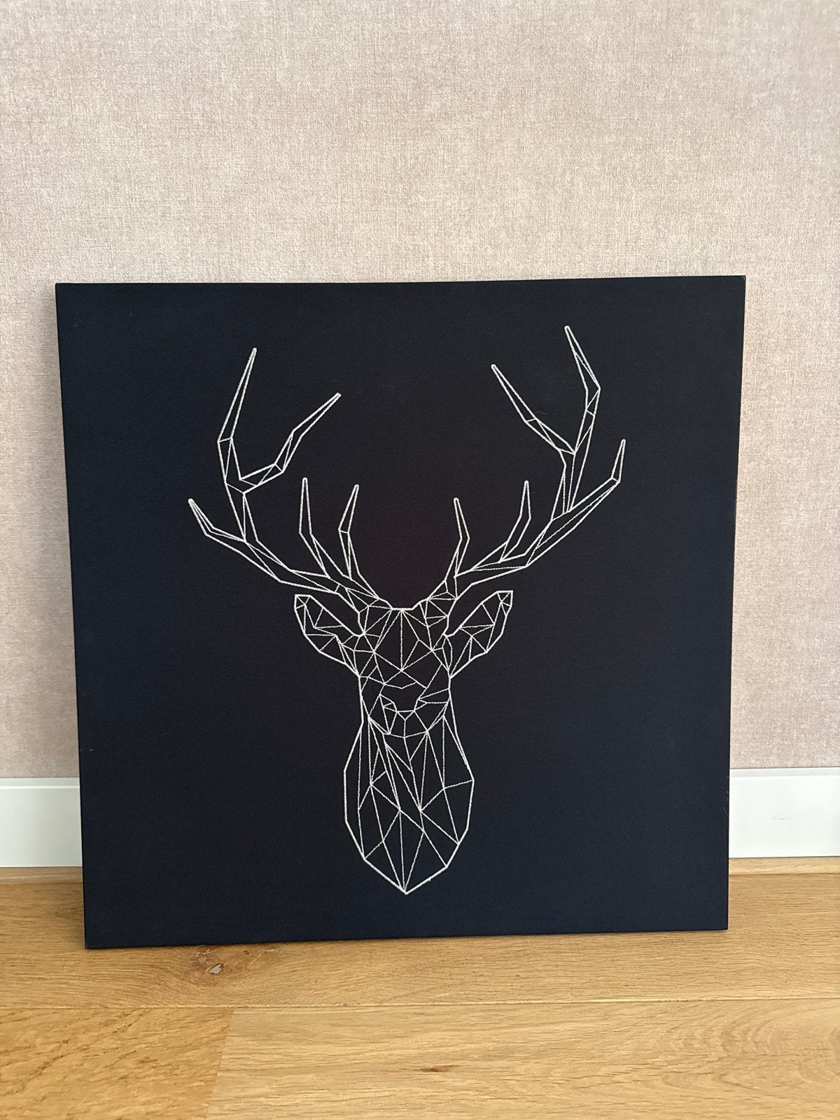 Modern Hert Schilderij - Zwart/Wit - 60x60 cm, Ophalen, 50 – 75, Zo goed als nieuw, Schilderij