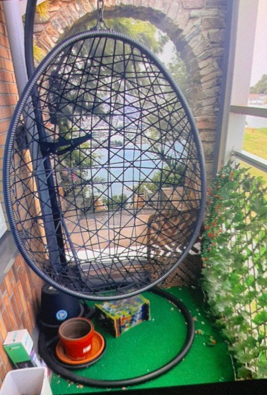 Comfortabele hangstoel voor binnen en buiten, Tuin en Terras, Ophalen, Gebruikt, Metaal