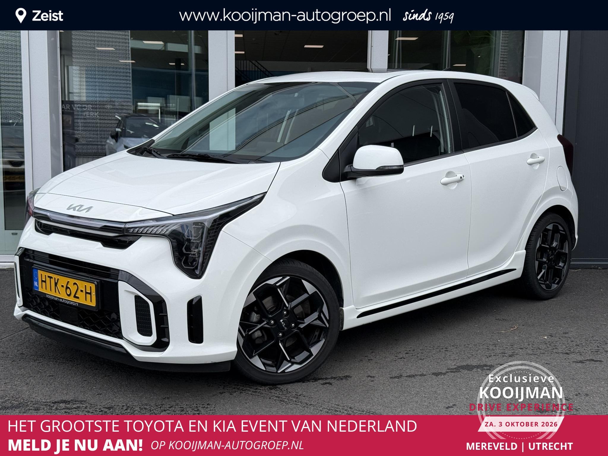 Kia Picanto 1.0 DPI GT-Line | Schuif/kanteldak | Stoel/stuur, Auto's, Voorwielaandrijving, Euro 6, 4 stoelen, Wit