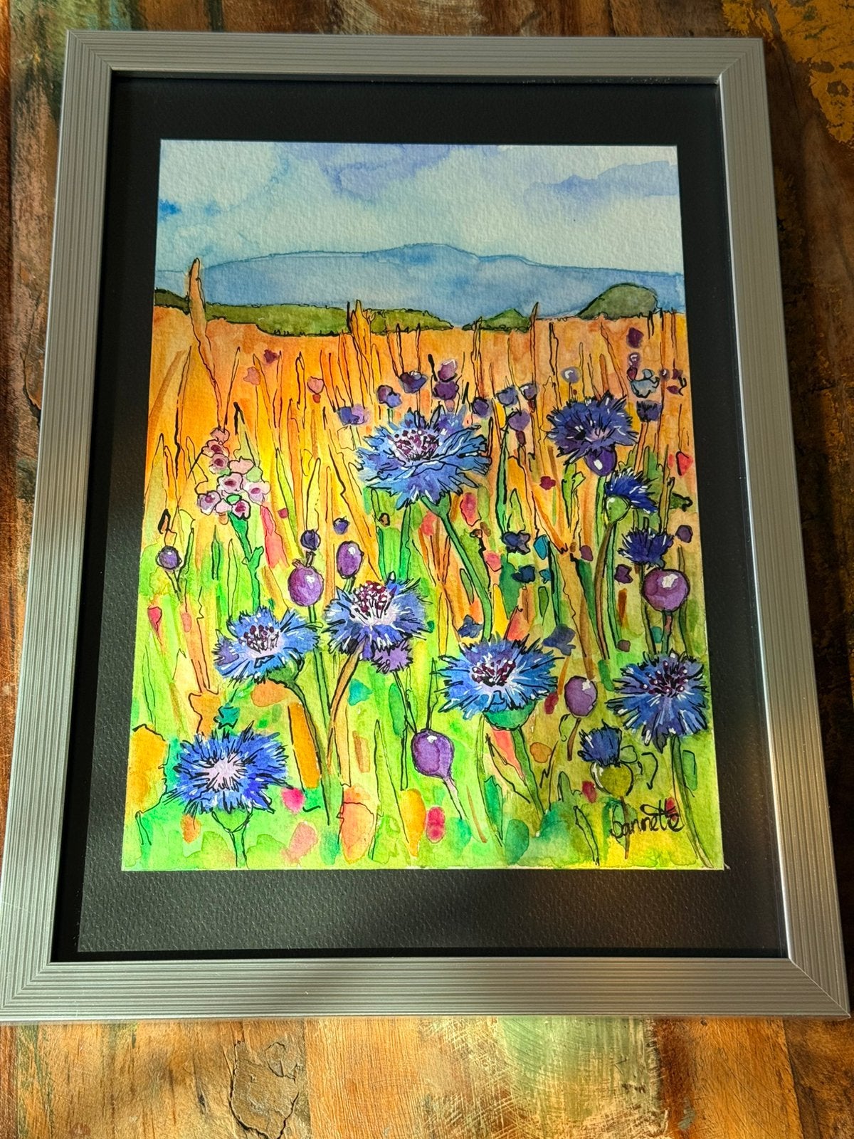 Aquarel in lijst Landschap, Verzenden