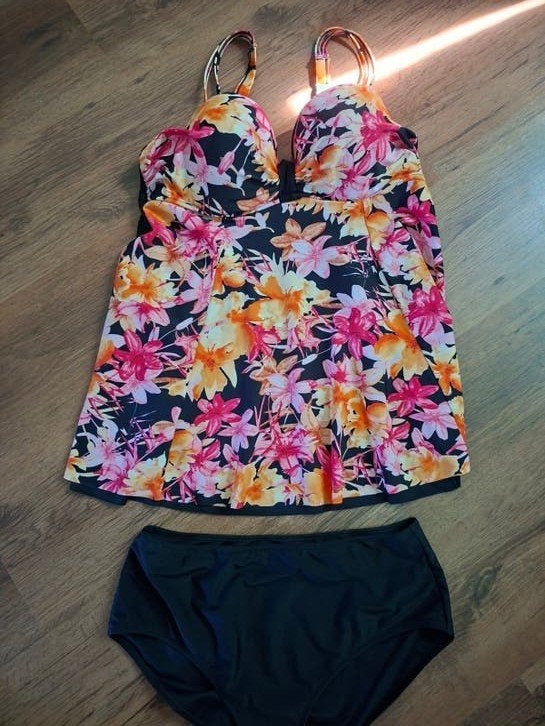 Tankini C'Melodie maat 44 - zwart/Bloemenprint, Overige typen, Meerkleurig, C'Melodie, Ophalen of Verzenden