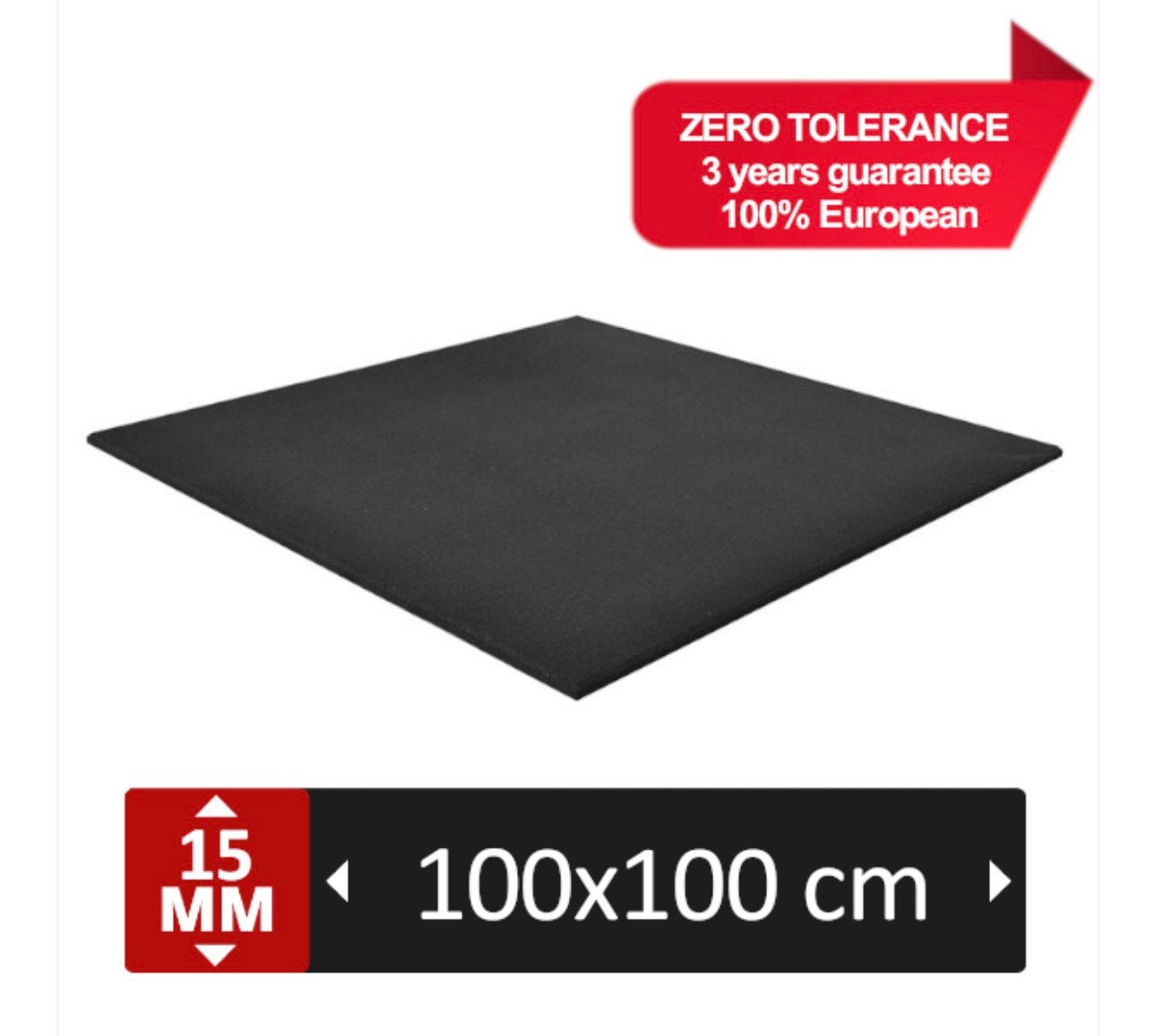 FIT PRO  Rubber sportvloer matten  100x100 – Zwart 900kg/m3, Ophalen of Verzenden, Nieuw, Fitnessmat