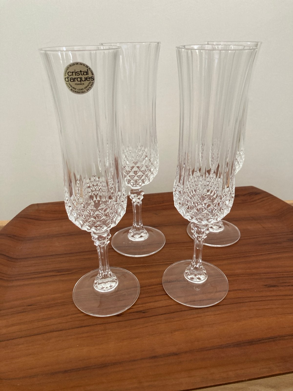 Cristal d'Arques Longchamp Champagne glazen - set van 4, Antiek en Kunst, Verzenden