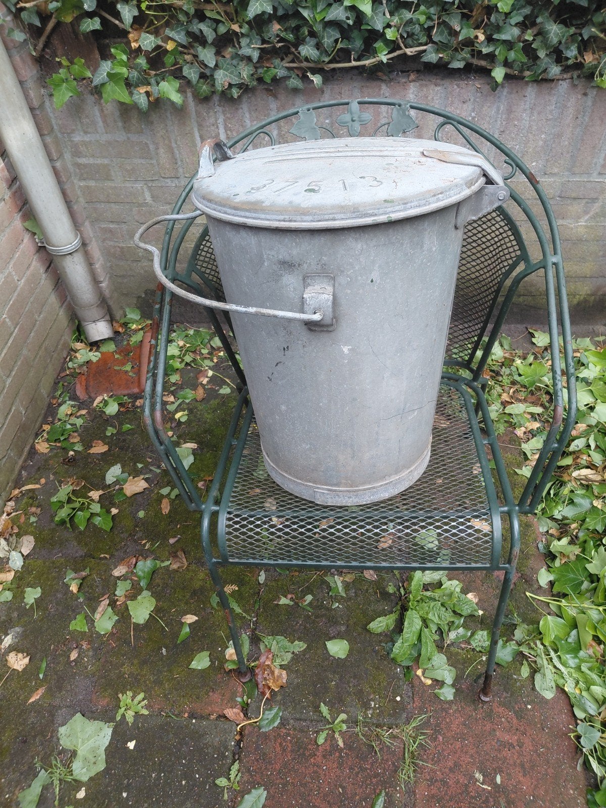 Vintage Zinken vuilnisbak - Hengelo 37513 lekdicht., Ophalen of Verzenden
