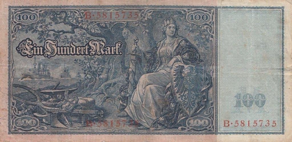 1910 Duitse bankbiljet van 100 Mark, Postzegels en Munten, Ophalen of Verzenden, Duitsland