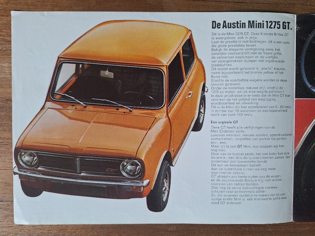Austin Mini 1275GT brochure uit 1969, Ophalen of Verzenden, Gelezen, Overige merken