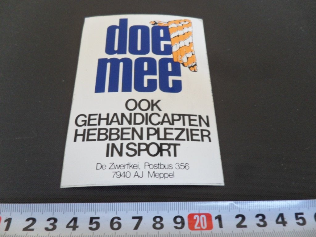 sticker meppel de zwerfkei doe mee gehandicapten sport, Verzamelen, Ophalen, Zo goed als nieuw