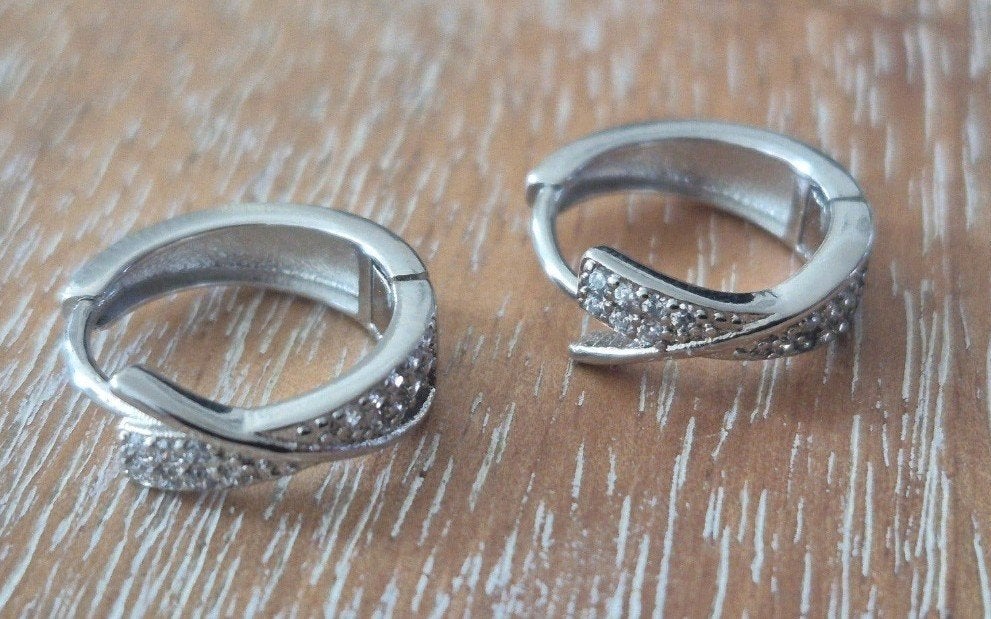 925 zilveren strass creolen / oorbellen NIEUW, Sieraden, Tassen en Uiterlijk, Nieuw, Ophalen of Verzenden, Zilver, Zilver