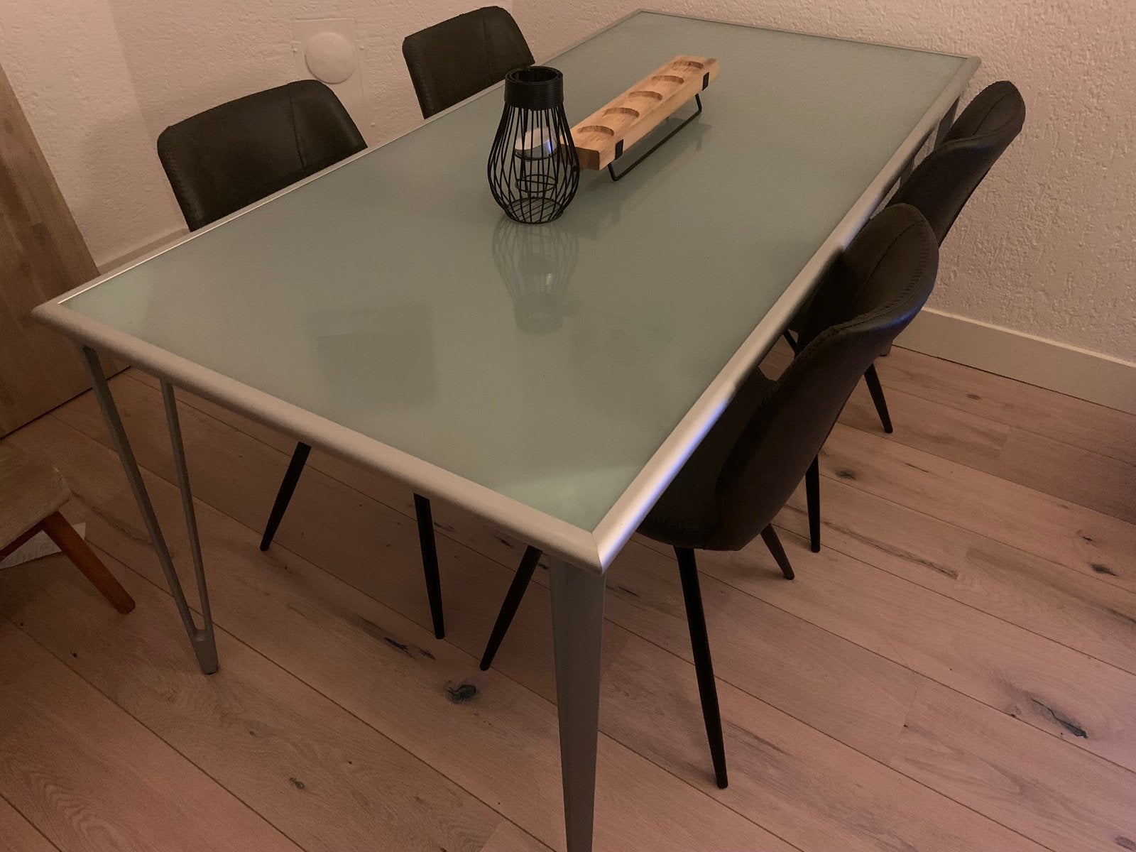 Eettafel ikea vika lauri mat-glas metaal 157x78x74cm, Huis en Inrichting, Ophalen, Gebruikt, 50 tot 100 cm, Glas