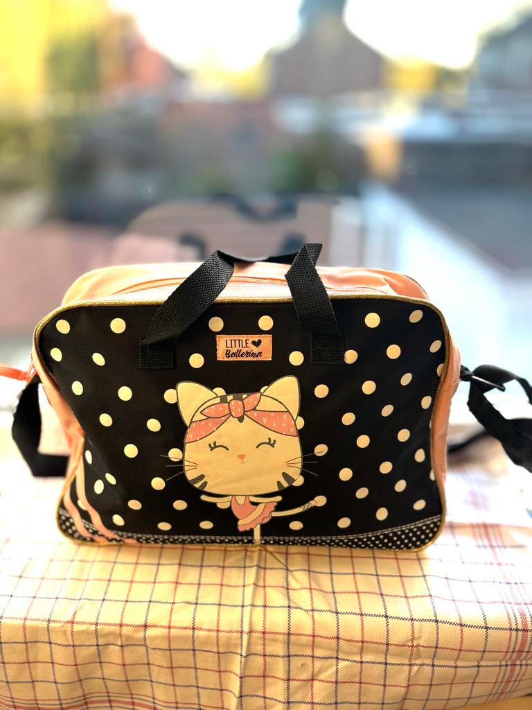Leuke kinder sporttas met kattenprint, Ophalen of Verzenden, Zo goed als nieuw, Zwart, Overige typen