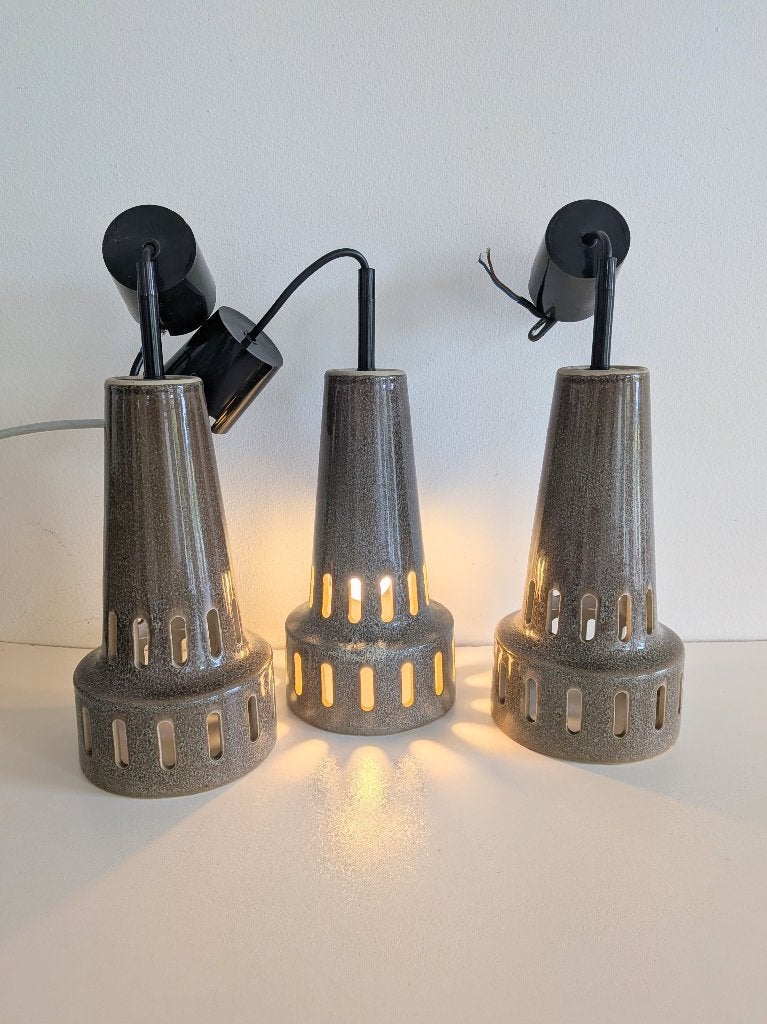 3 x Vintage retro lamp West Germany Keramiek Bruin Retro, Ophalen of Verzenden, Keramiek, Vintage, E27 (groot)