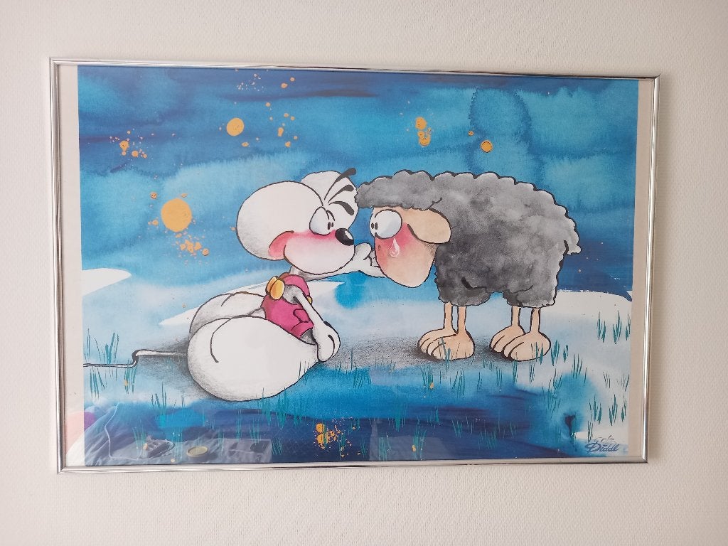 Diddl poster in lijst, Verzamelen, Posters, Ophalen, Zo goed als nieuw, A1 t/m A3, Film en Tv