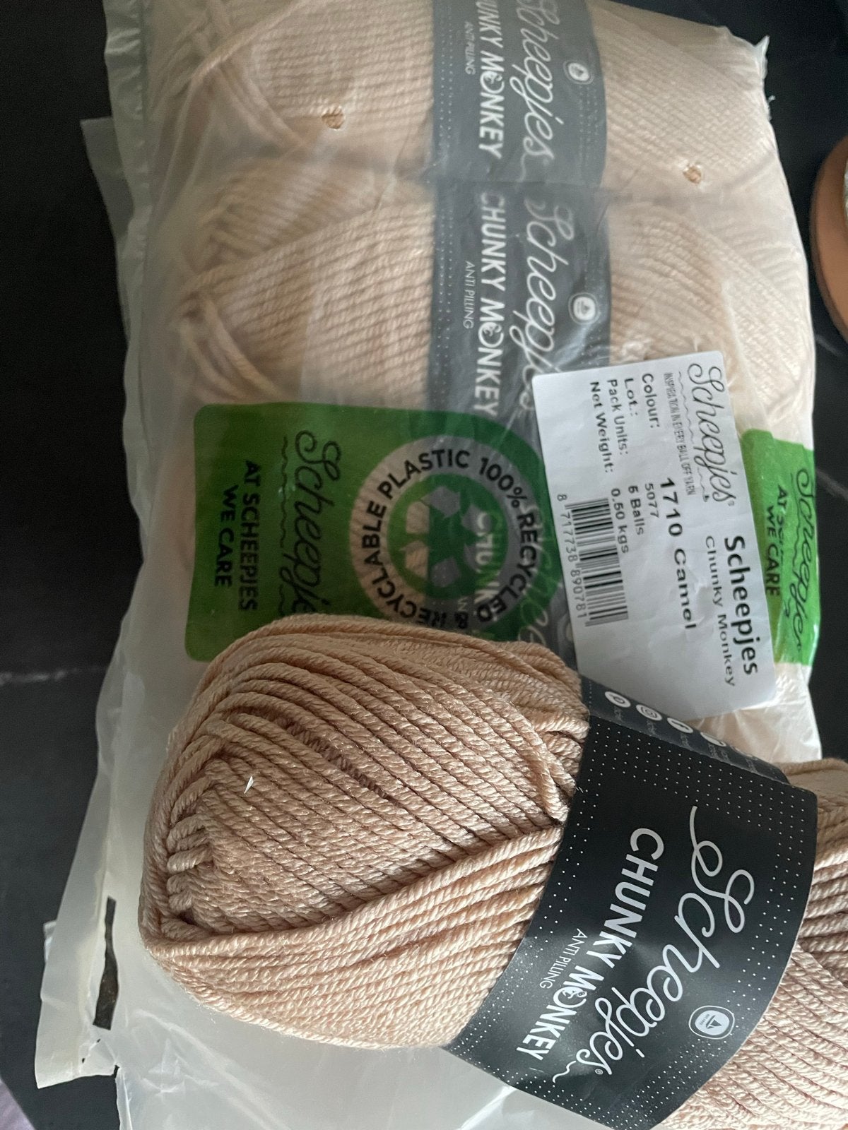 Scheepjes Chunky Monkey 10 bollen - Camel, 116m, Breinaald 5, Ophalen of Verzenden, Nieuw, Breien, Wol of Garen