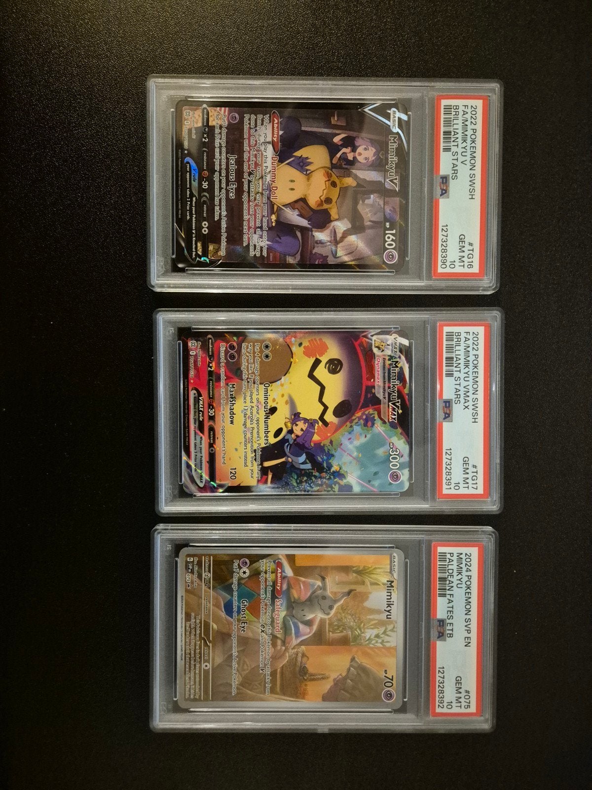 Mimikyu V, VMAX & Mimikyu Paldean Fates PSA 10 Set, Ophalen of Verzenden, Nieuw, Meerdere kaarten