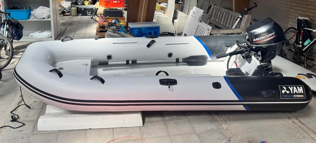 Rubberboot Yamaha RIB + Mercury 9.9 pk E-start ‘25 Vaarklaar, Aluminium, Zo goed als nieuw, Benzine, Minder dan 70 pk