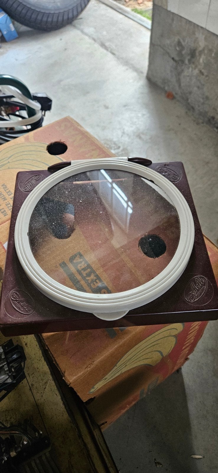 Van Melle winkel verkoop blik ,deksel met glas, Ophalen of Verzenden