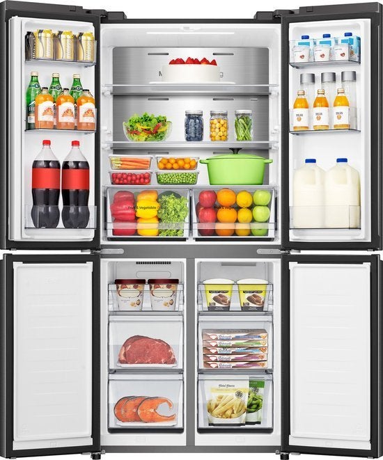 Hisense Amerikaanse koelkast RQ5P470SAFE - Zwart, 200 liter of meer, 60 cm of meer, Met aparte vriezer, Nieuw