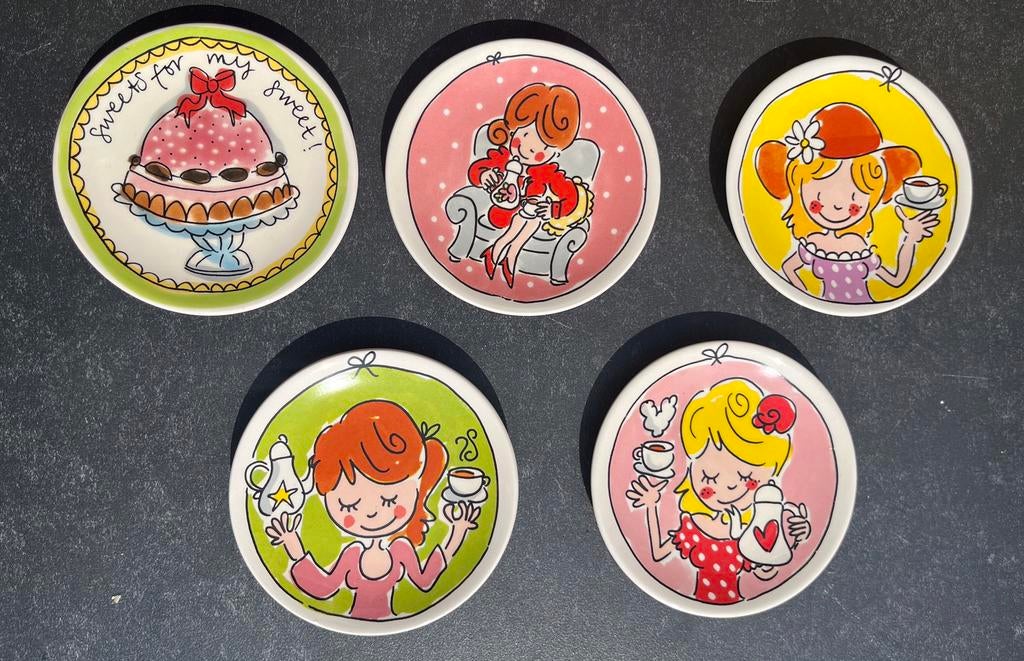 Blond Amsterdam petit four schoteltjes, Ophalen, Zo goed als nieuw, Aardewerk, Kop(pen) en/of Schotel(s)