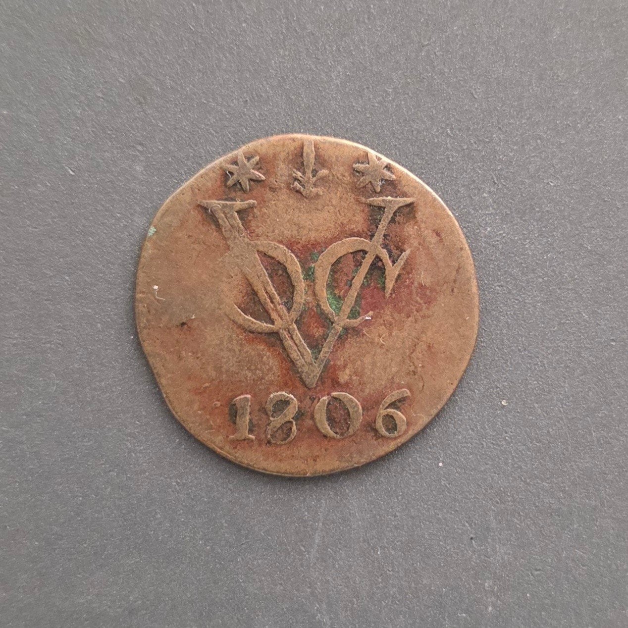 prachtige eeuwenoude VOC duit 1806 Gelderland, Postzegels en Munten, Verzenden, Vóór koninkrijk, Overige waardes, Losse munt