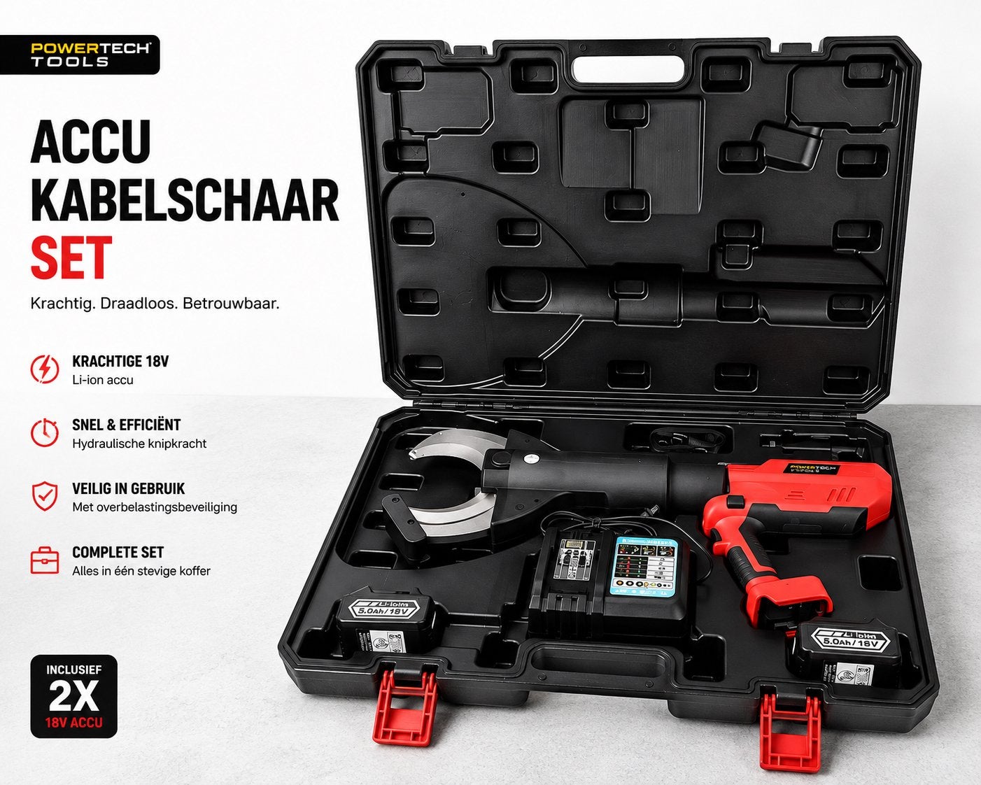 Hydraulische Accu Kabelschaar Set - Krachtig 120kn, Ophalen of Verzenden, Nieuw, Snijgereedschap, Overige merken
