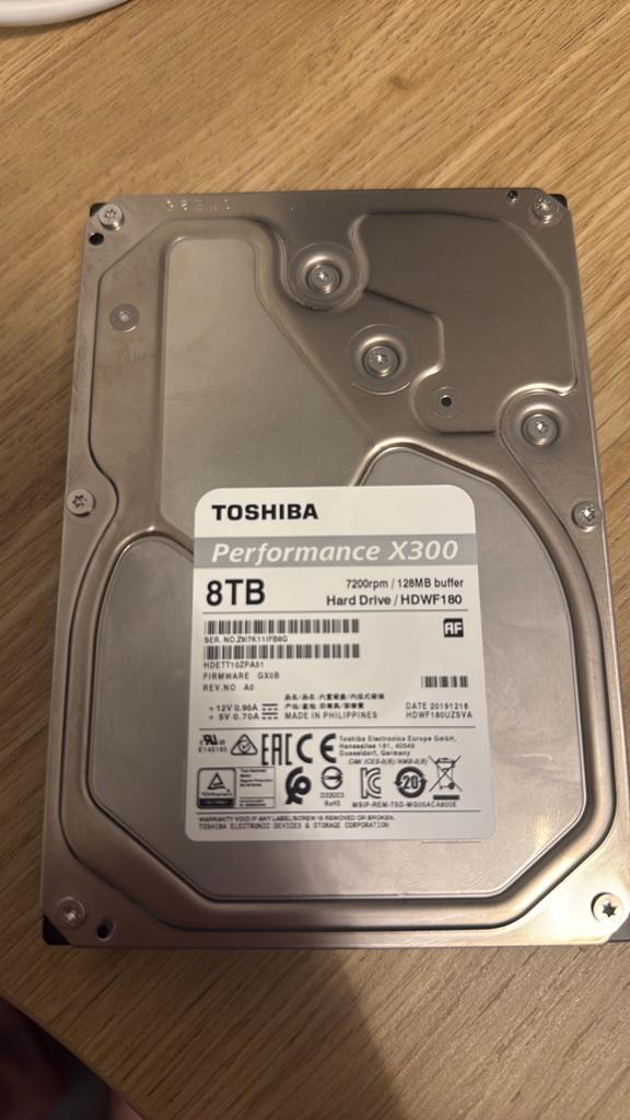 Toshiba HDD 8TB 7200RPM, Computers en Software, Harde schijven, Ophalen of Verzenden, Zo goed als nieuw, Desktop