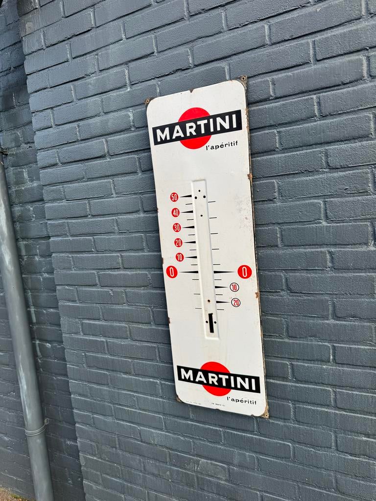 Vintage Martini Emaille Thermometer - Buitenthermometer, Ophalen of Verzenden