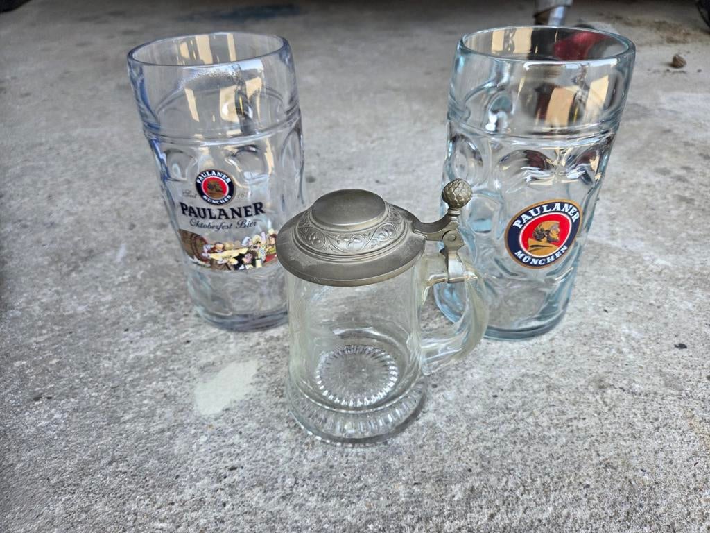 3 bierpullen paulaner en 1 oudere, Verzamelen, Biermerken, Ophalen of Verzenden, Zo goed als nieuw, Glas of Glazen, Overige merken