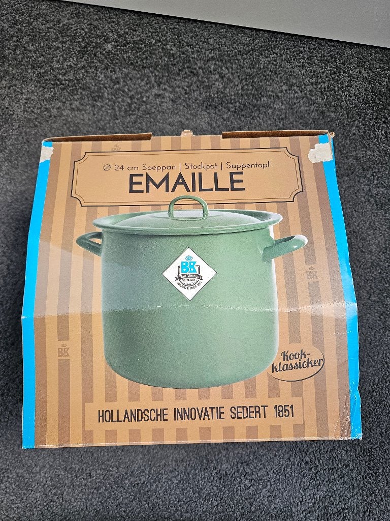 Emaille soeppan BK, Huis en Inrichting, Keuken | Potten en Pannen, Ophalen, BK, Overige typen, Zo goed als nieuw