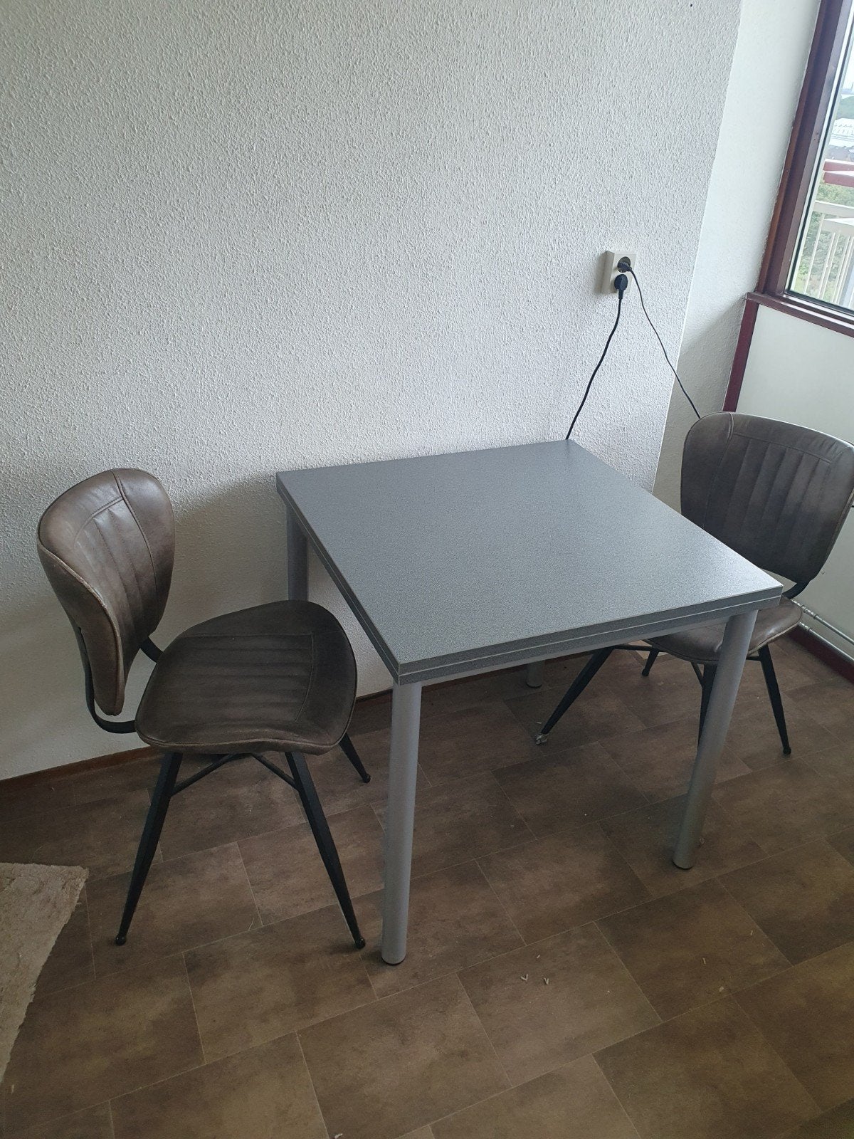 Uitklapbare tafel 90x90 cm met 2 stoelen, Huis en Inrichting, Ophalen, Gebruikt, 50 tot 100 cm, Vierkant