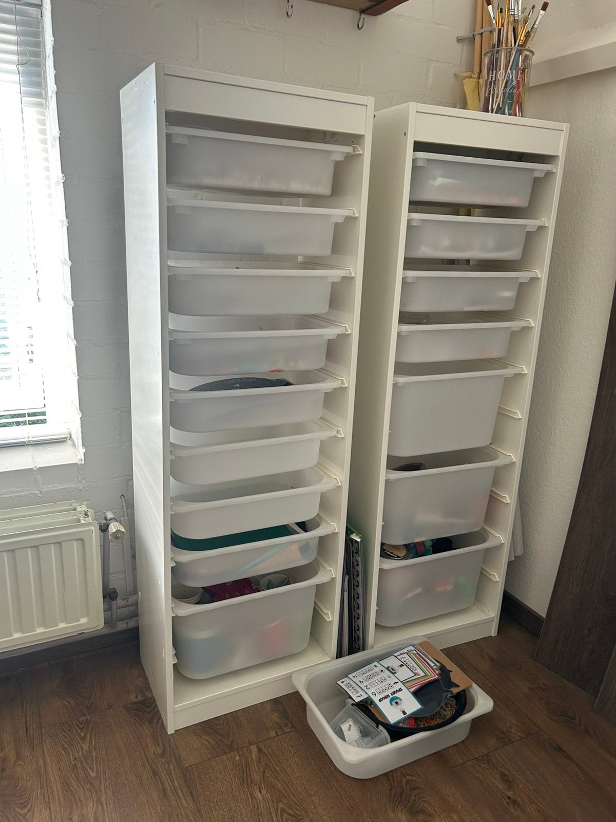 2x Witte IKEA TROFAST kasten incl. bakken (46x30x145 cm), Ophalen, Kunststof, Gebruikt, 5 laden of meer