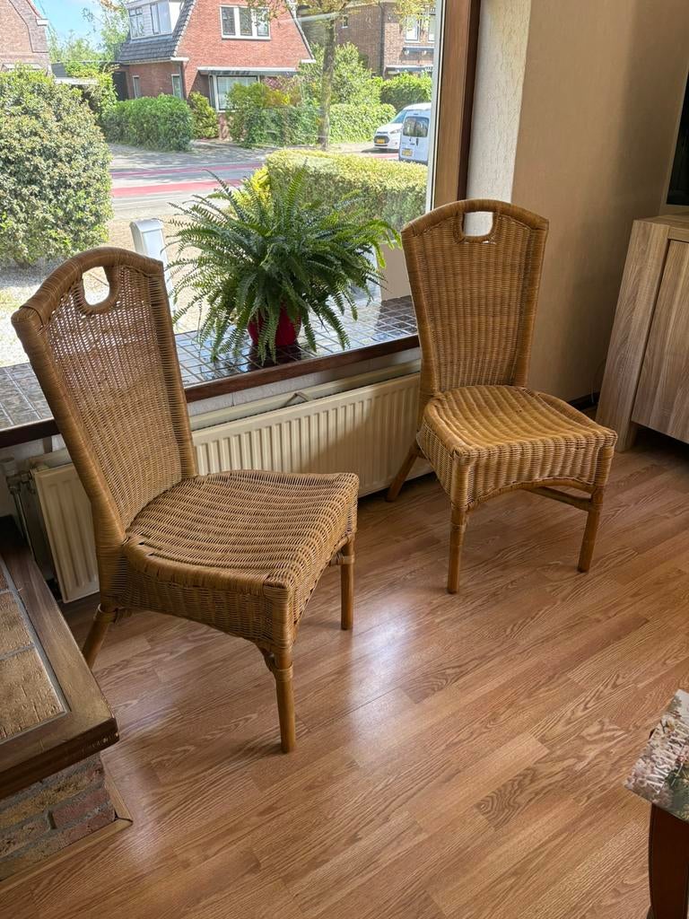 2 rotan stoelen – landelijk / boho – naturel, Huis en Inrichting, Stoelen, Ophalen, Twee, Bruin, Riet of Rotan