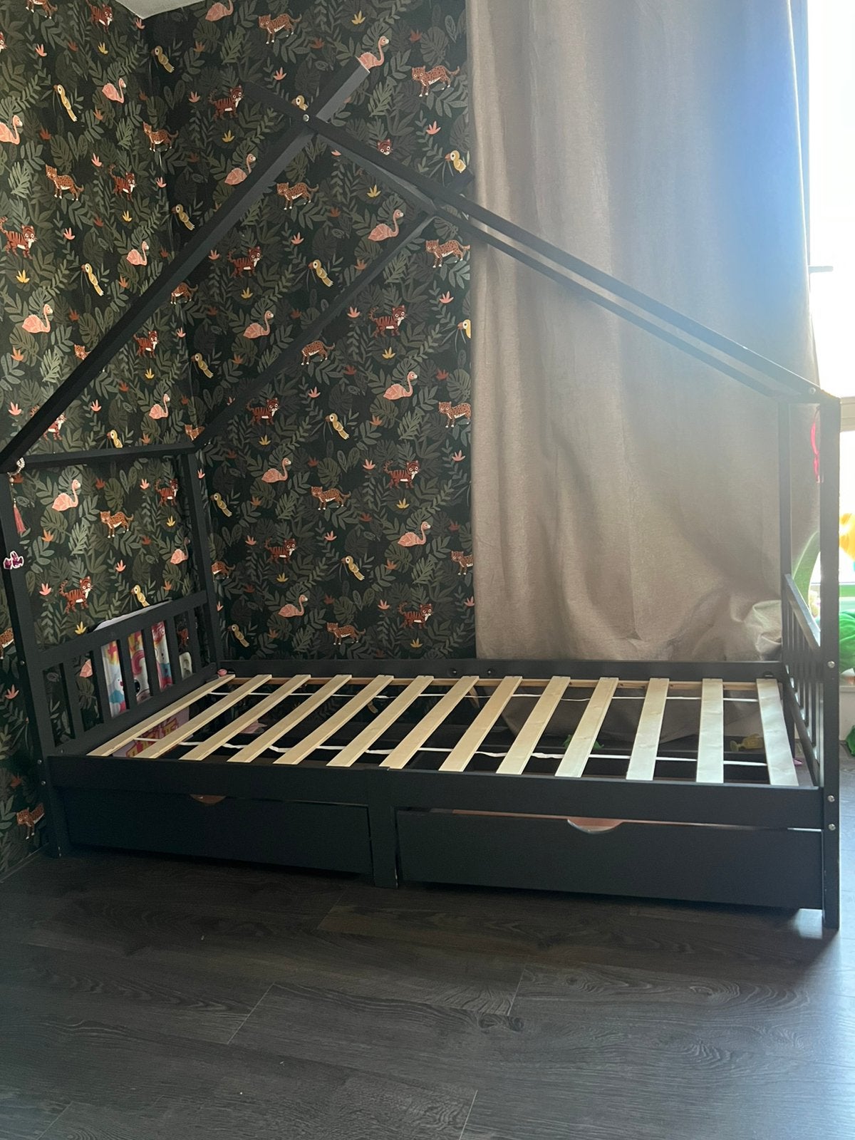 Kinderbed met 2 lades, Kinderen en Baby's, Kinderkamer | Bedden, Ophalen, 85 tot 100 cm, Zo goed als nieuw, Lattenbodem