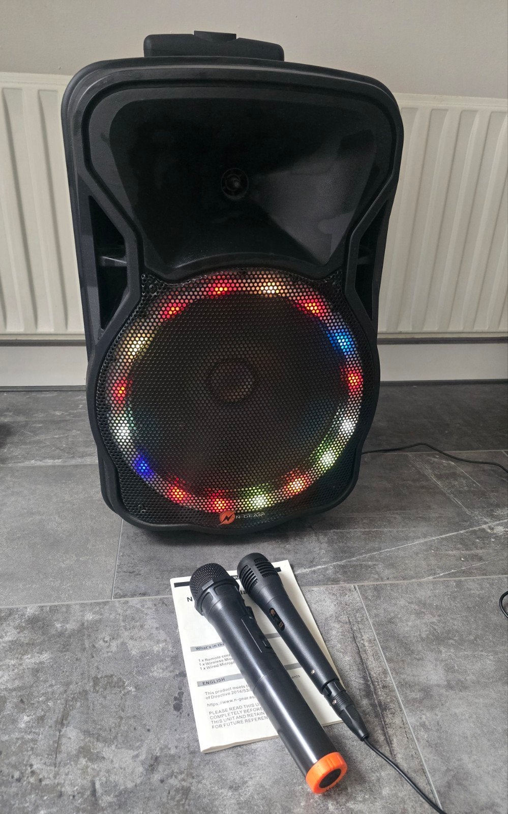 N-Gear The Flash 1205 karaoke speaker met 2 microfoons, Audio, Tv en Foto, Ophalen, Complete set