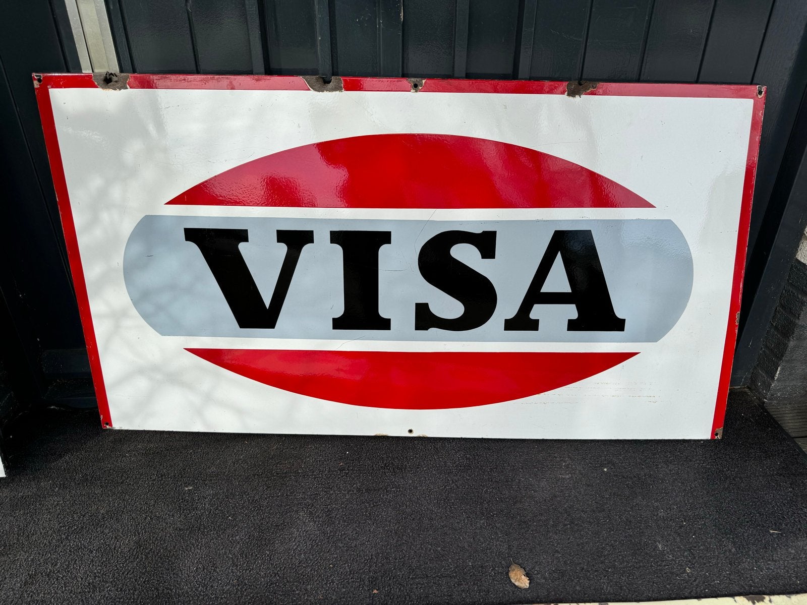 Vintage geëmailleerd VISA reclamebord, Antiek en Kunst, Antiek | Emaille, Ophalen