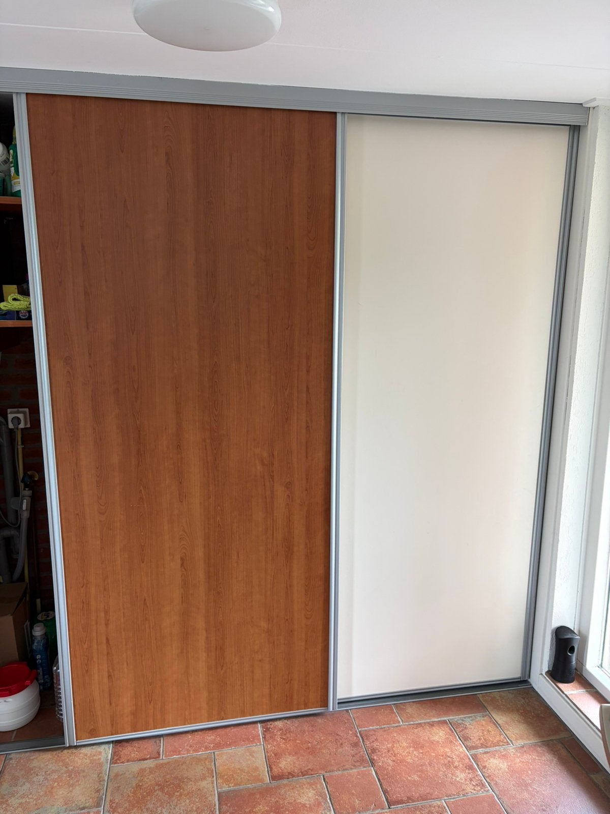 Schuifdeuren 3 stuks (2 wit en bruin), Ophalen, Gebruikt, 50 tot 100 cm, 200 cm of meer