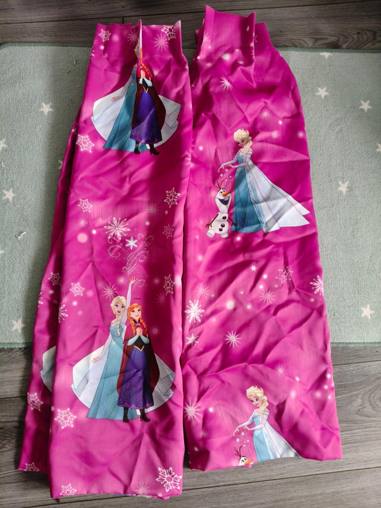 Frozen Gordijnen - Roze met Elsa, Anna en Olaf, Ophalen of Verzenden, Gebruikt