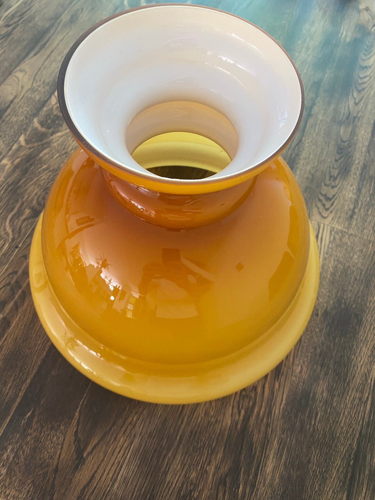 Vintage glazen lampenkap - Oranje/Geel - 35cm, Antiek en Kunst, Antiek | Lampen, Ophalen