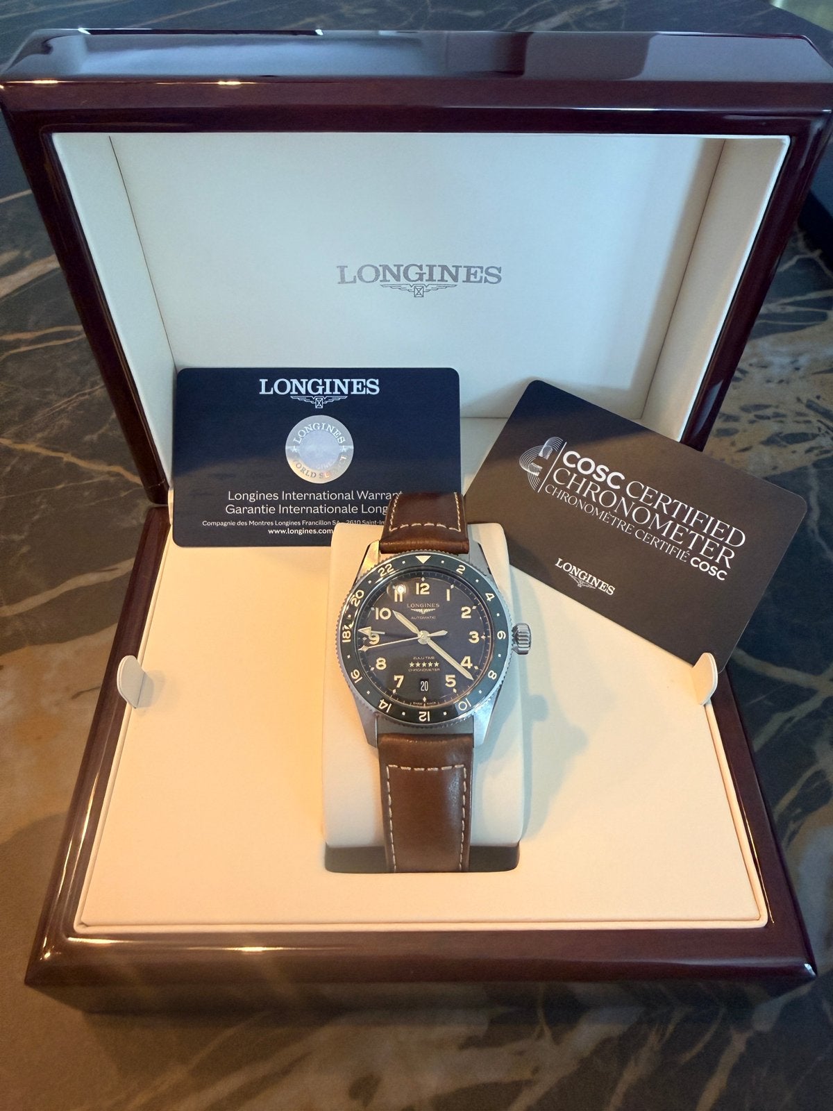 Longines Spirit Zulu Time 39mm GMT – Full Set, Ophalen of Verzenden, Zo goed als nieuw, Staal, Overige merken