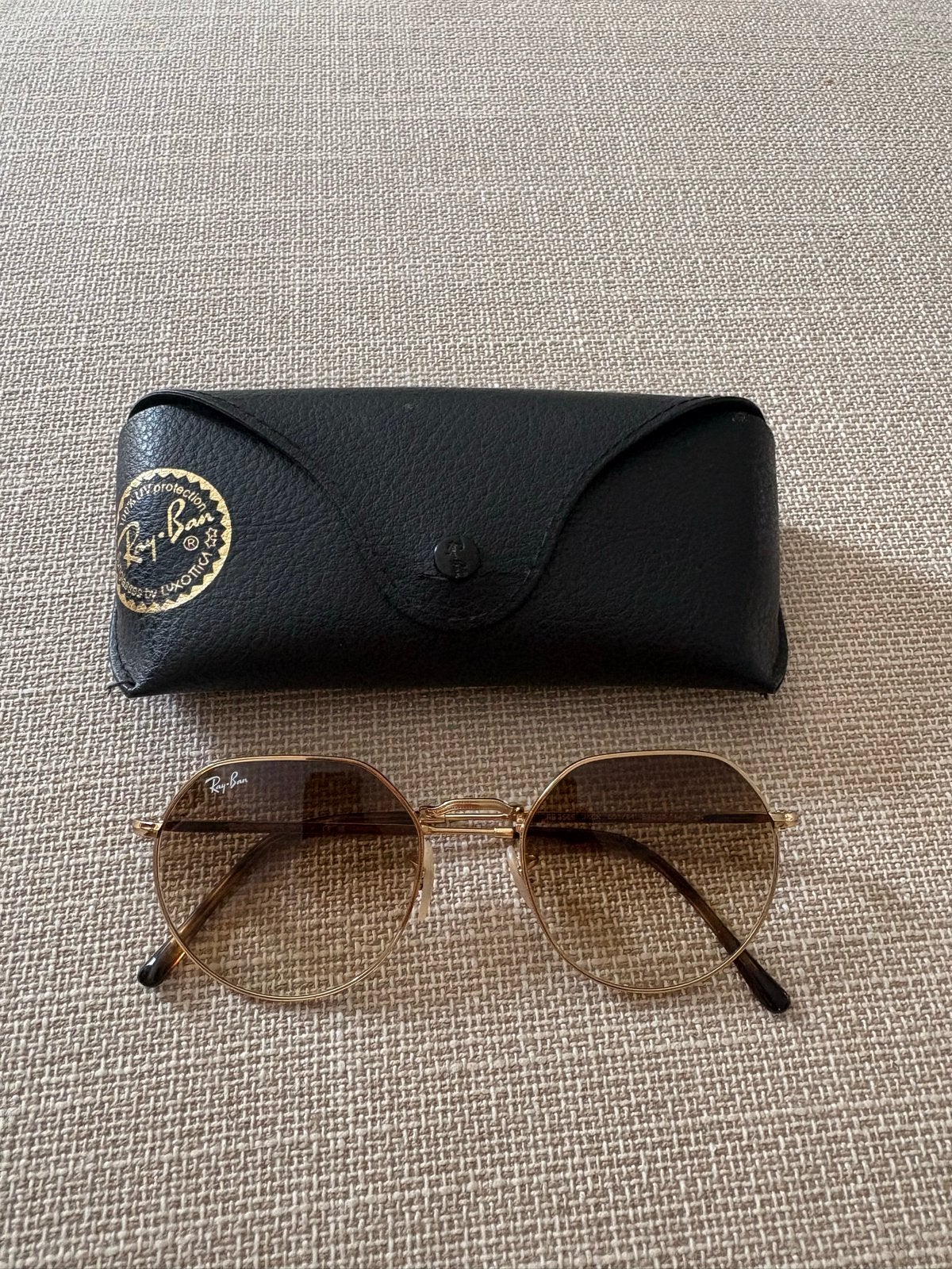 Ray-Ban Jack RB3565 Zonnebril Goud met Bruine Glazen, Ophalen, Zonnebril, Bruin, Zo goed als nieuw