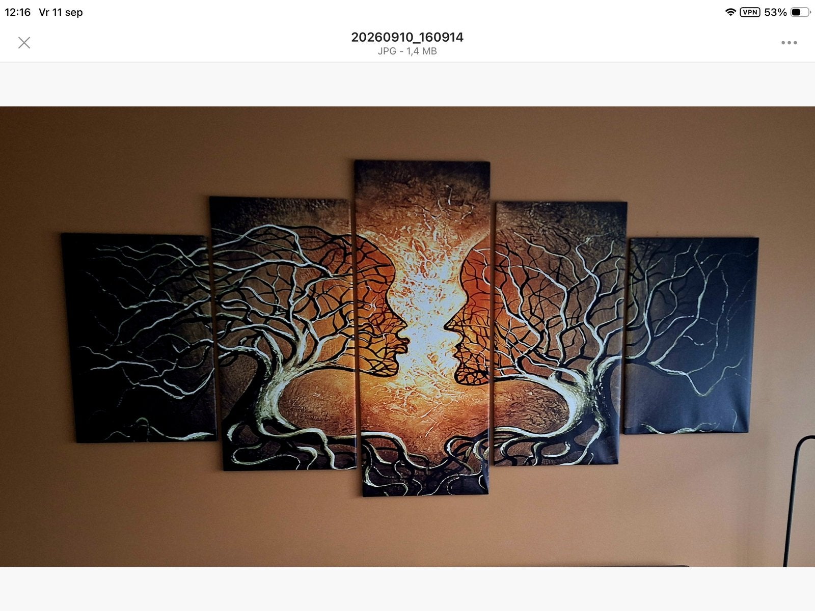 Prachtig 5-delig canvas schilderij 'LIEFDE- 200x100cm, Ophalen, Op houten frame, Textiel, Figuren