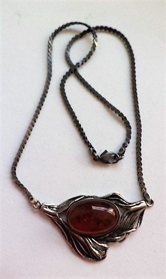 Deens Design zilveren Collier Hermann Siersbol Barnsteen, Sieraden, Tassen en Uiterlijk, Ophalen of Verzenden, Zo goed als nieuw