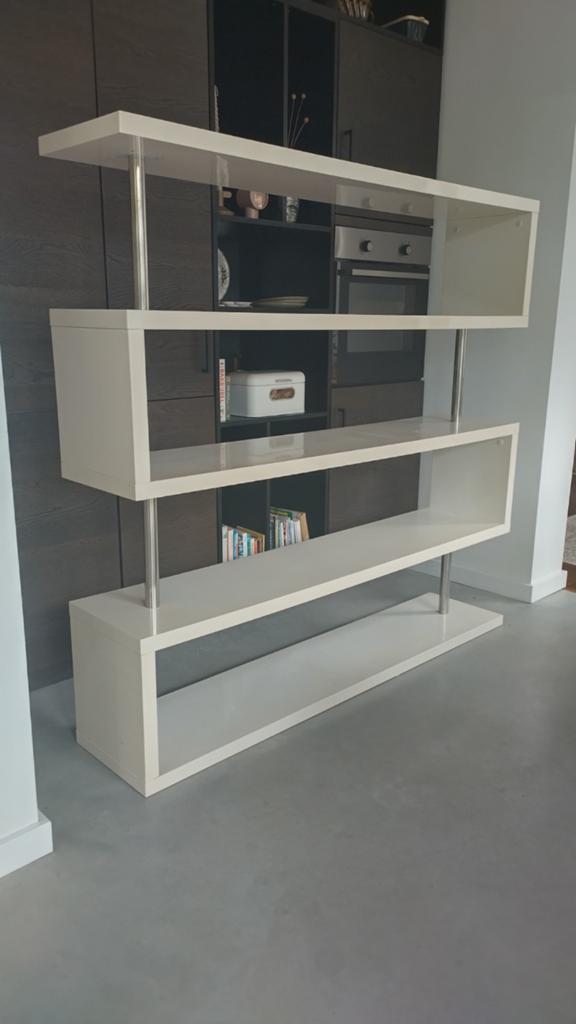 Roomdivider/ boekenkast, design hoogglans wit., Ophalen, 150 tot 200 cm, Zo goed als nieuw, 150 tot 200 cm