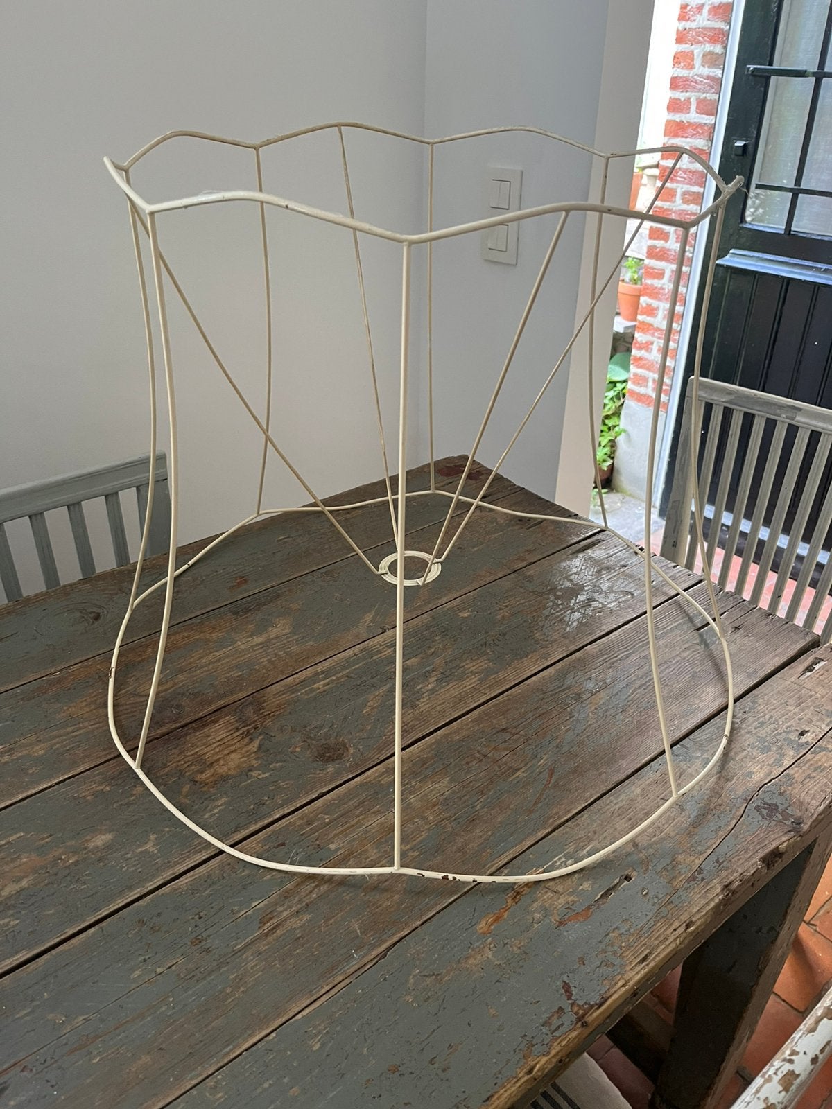 VINTAGE RETRO LAMPENKAP FRAME DRAAD MODEL GRANNY XXL, Ophalen of Verzenden, Zo goed als nieuw, Rond