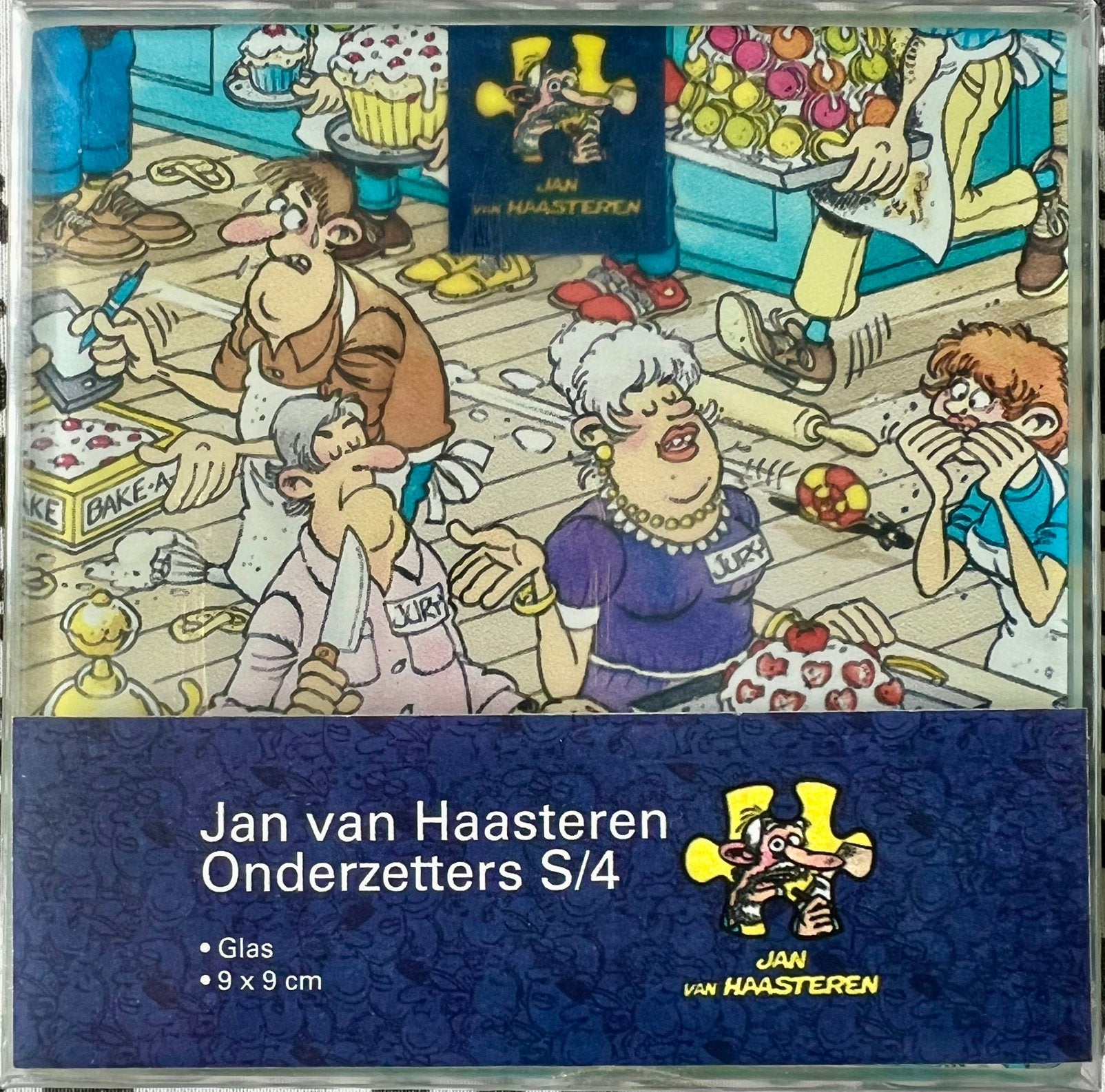 Set van 4 Jan van Haasteren glazen onderzetters NIEUW, Verzamelen, Ophalen of Verzenden, Nieuw