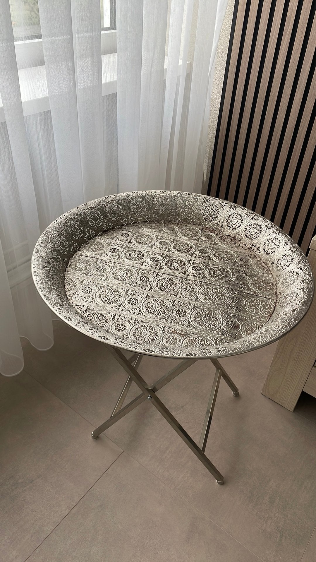Bijzettafel, Huis en Inrichting, Minder dan 55 cm, Rond, Zo goed als nieuw, Ophalen