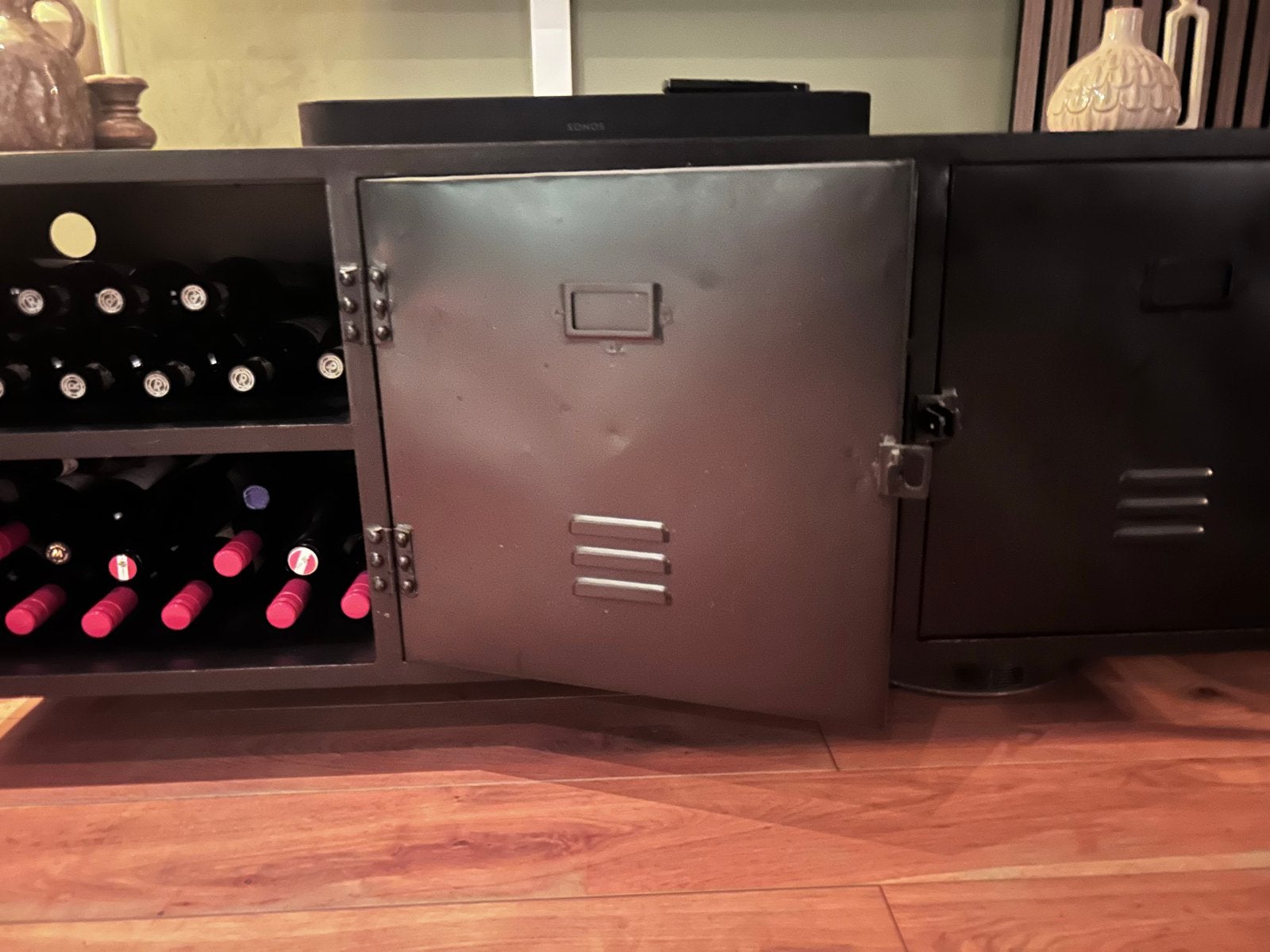 Industrieel metalen tv kast/dressoir, Ophalen, Gebruikt, 150 tot 200 cm, Minder dan 100 cm