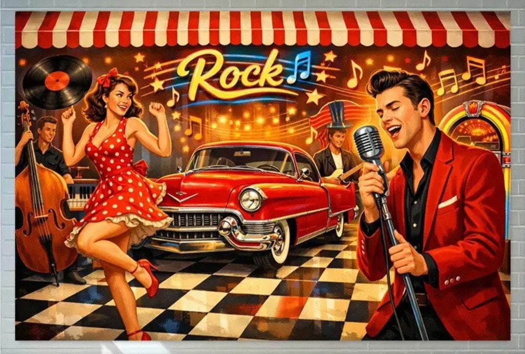rock and roll decordoek 2.5 mtr breed, Ophalen of Verzenden